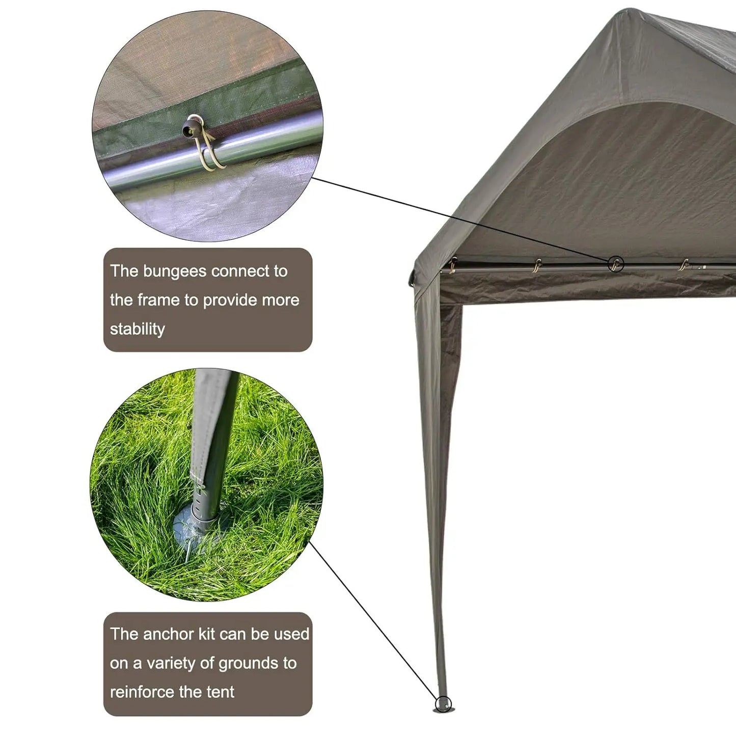 10x20 Ft Heavy Duty Carport Canopy Outdoor Portable Garage Tent Boat Shelter with 6 Legs for Outdoor Party,, Customized