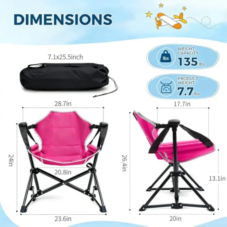 Adjustable Hammock Chair Portable Folding Camping Chair with Stand Green and Pink for Outdoor Patio Travel and Camping Supports