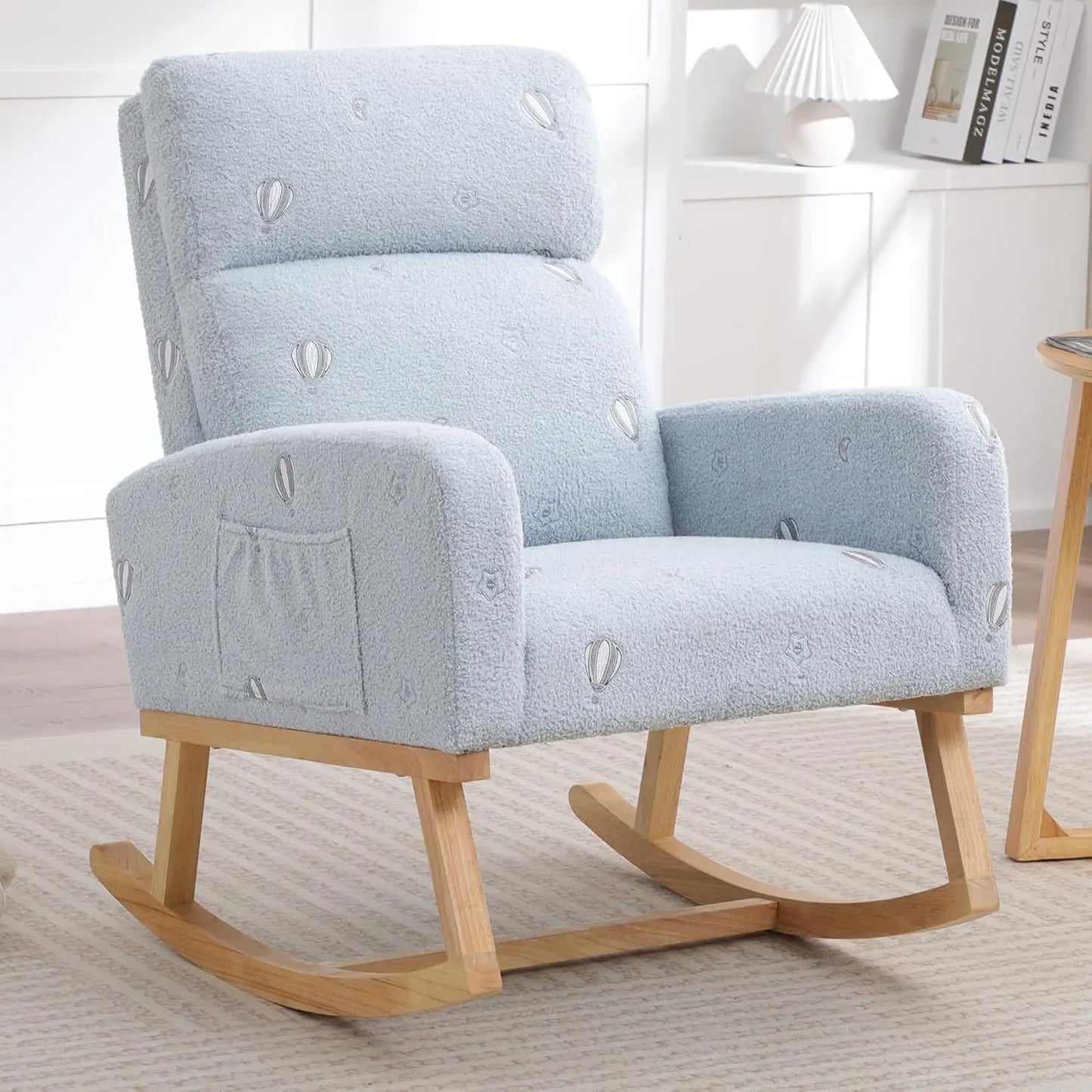 Rocking Chair Nursery, Sherpa Nursing Rocking Armchair for Mom Nursery Morden Rocker Chair with High Backrest, Customized