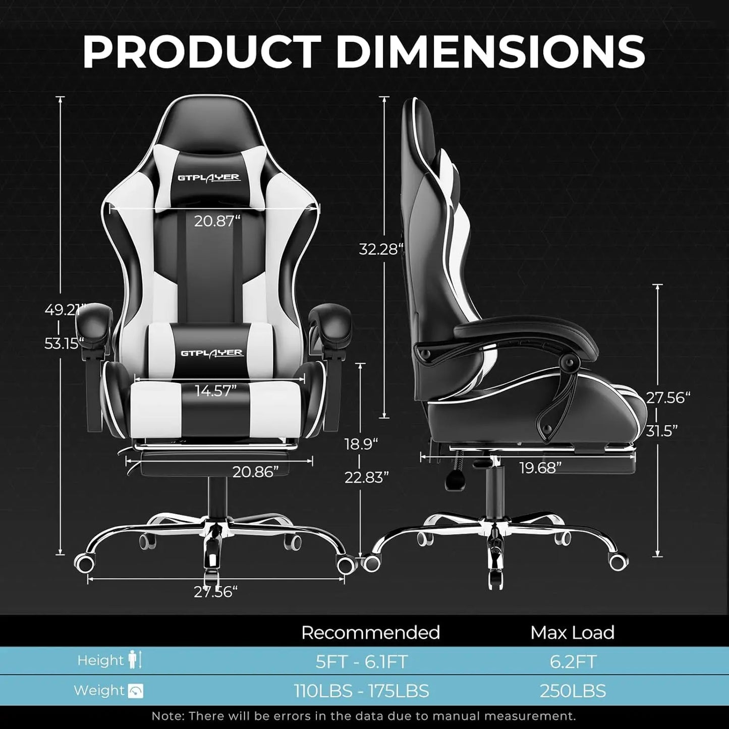 Gaming Chair, Computer Chair with Footrest and Lumbar Support, Height Adjustable Game Chair with 360°-Swivel Seat, Customized