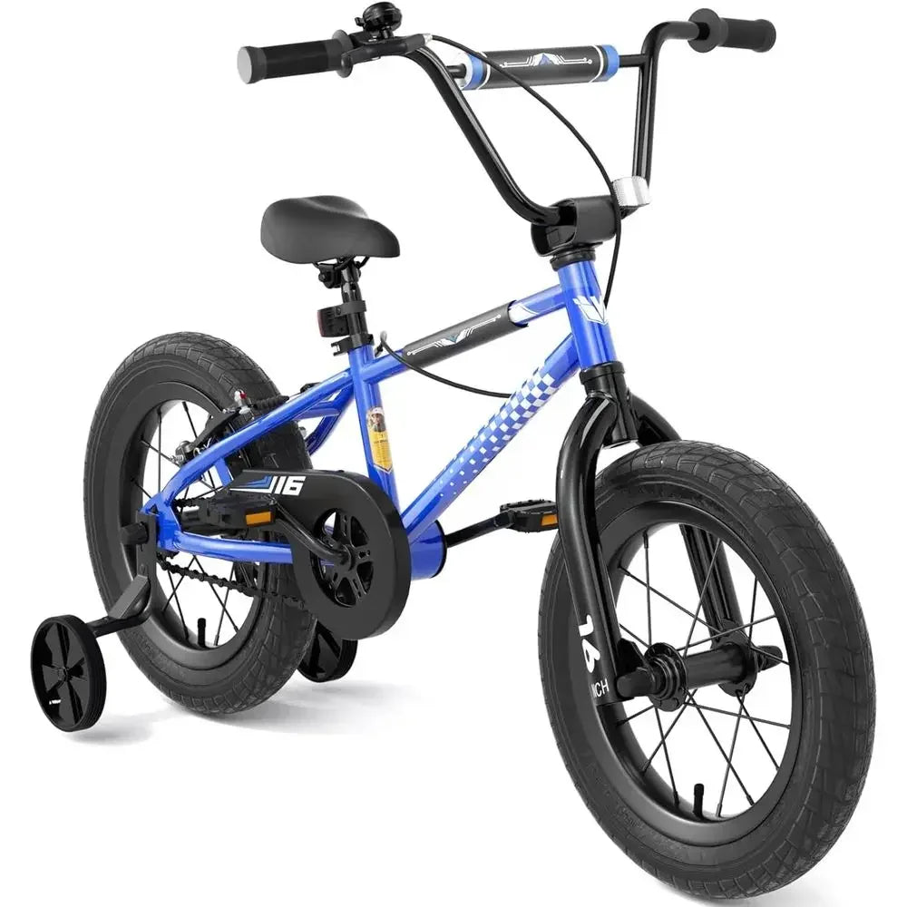 12-14-16 Inch Kids Bike with Training Wheels, Suitable for Boys and Girls Ages 3+, Includes Water Bottle Holder, Lightweight Des
