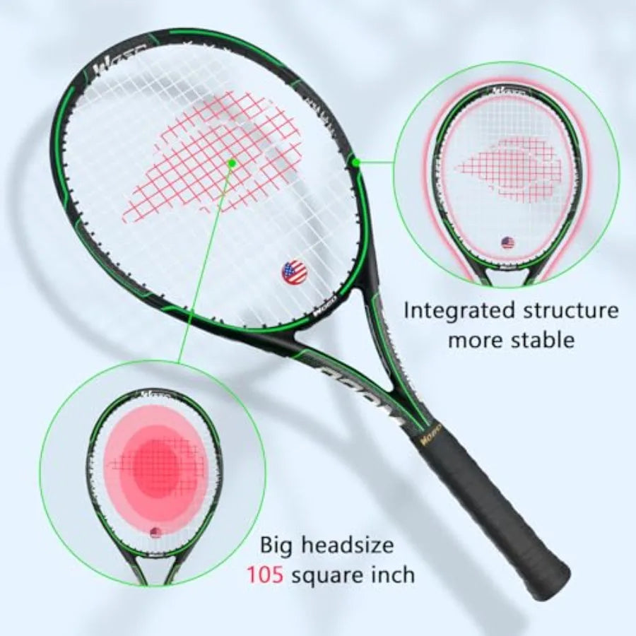 Adult 2 Player Tennis Racket Perfect for Beginner and Professional Players 27" Speed Tennis Racquet Include Overgrips Tennis Ba