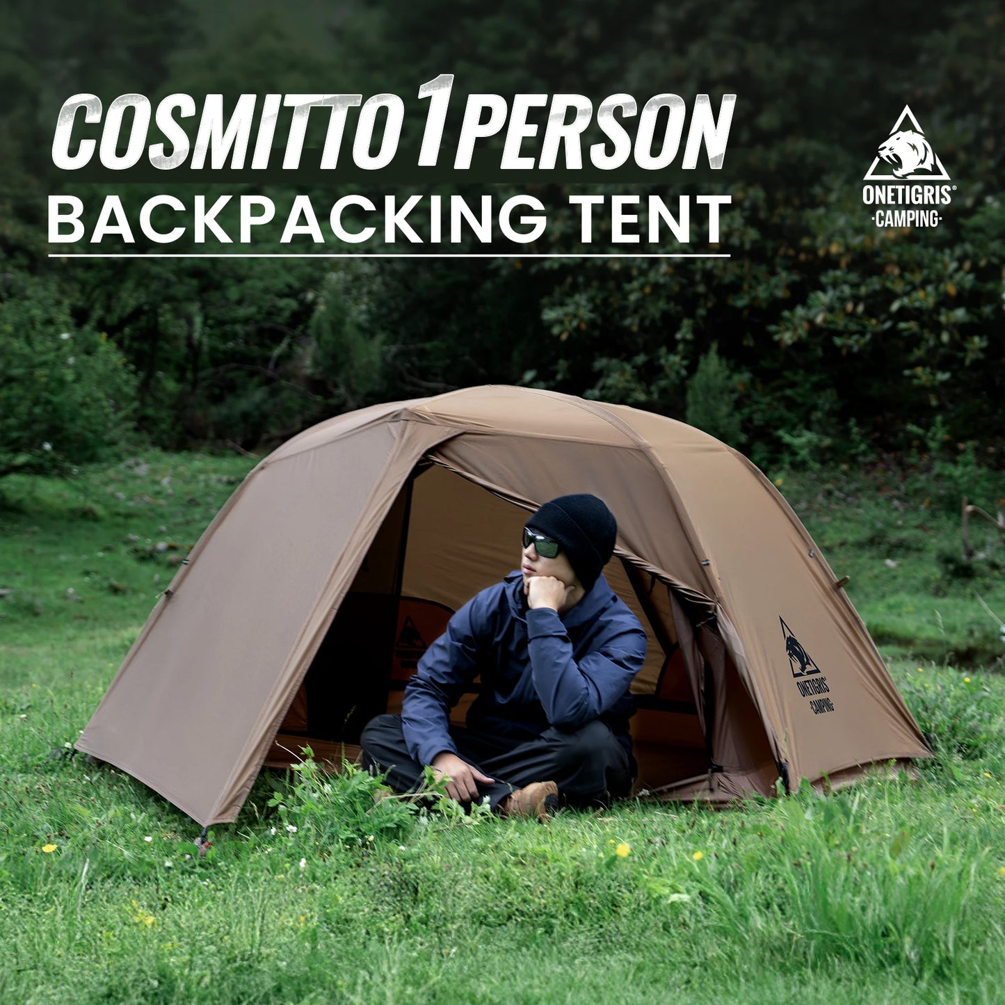 OneTigris COSMITTO 2.0 Camping Tent 1 Person Lightweight Waterproof Double Layer 3 Season Tent for Outdoor Hiking Travel Beach