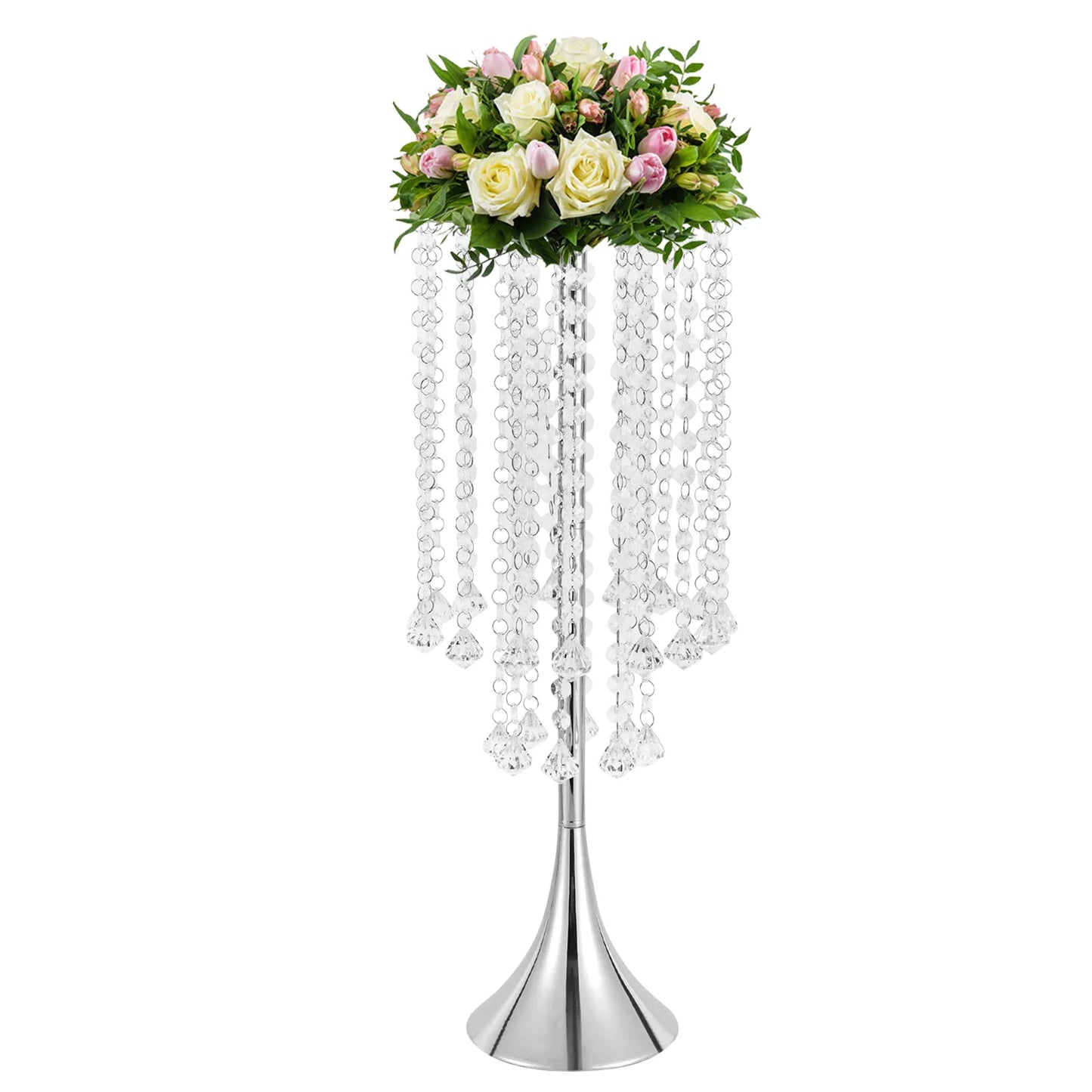 Wedding Centerpieces for Tables, 21.9 Inch Height Crystal Flower Stand, Vase Centerpiece Table Decorations with Crystal Bead