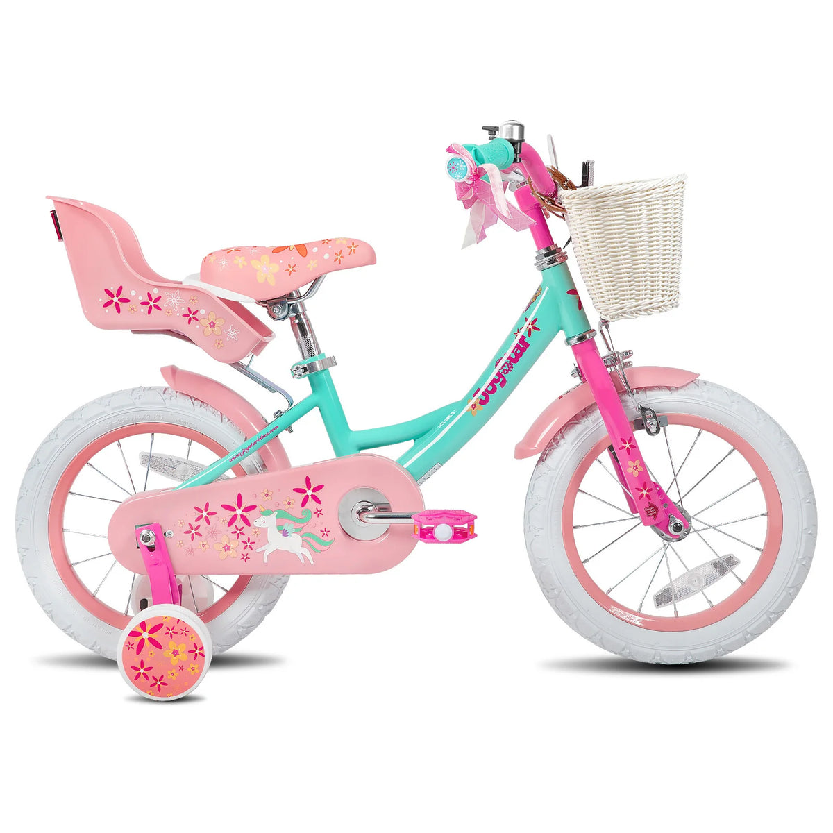 JOYSTAR Unicorn Girls Bike for Kids Ages 2-9,Kids Bike with Training Wheels, Streamers, Basket and Doll Seat