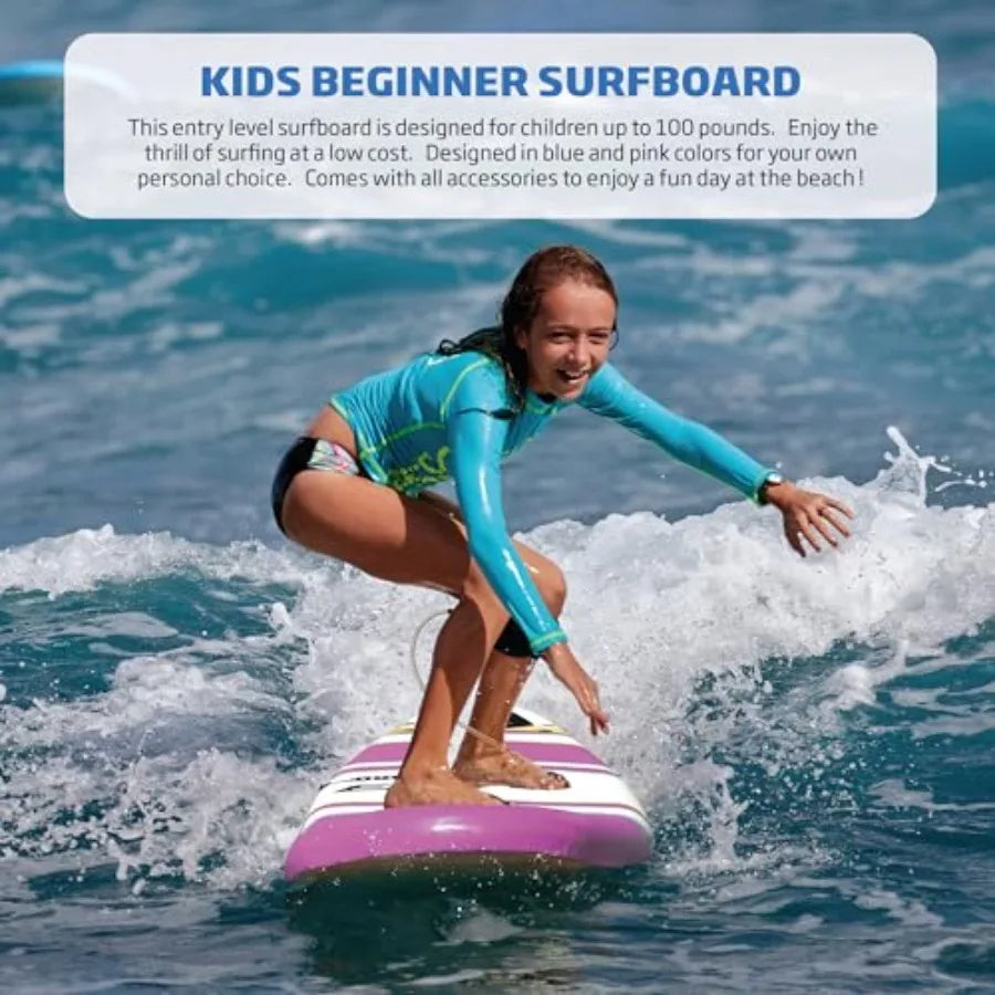 6' Funboard Softboard Foam Surfboard with 3 Fins 6' Foot Leash 2 Wood Stringers - Ideal for and Adults Beginners and Intermedia