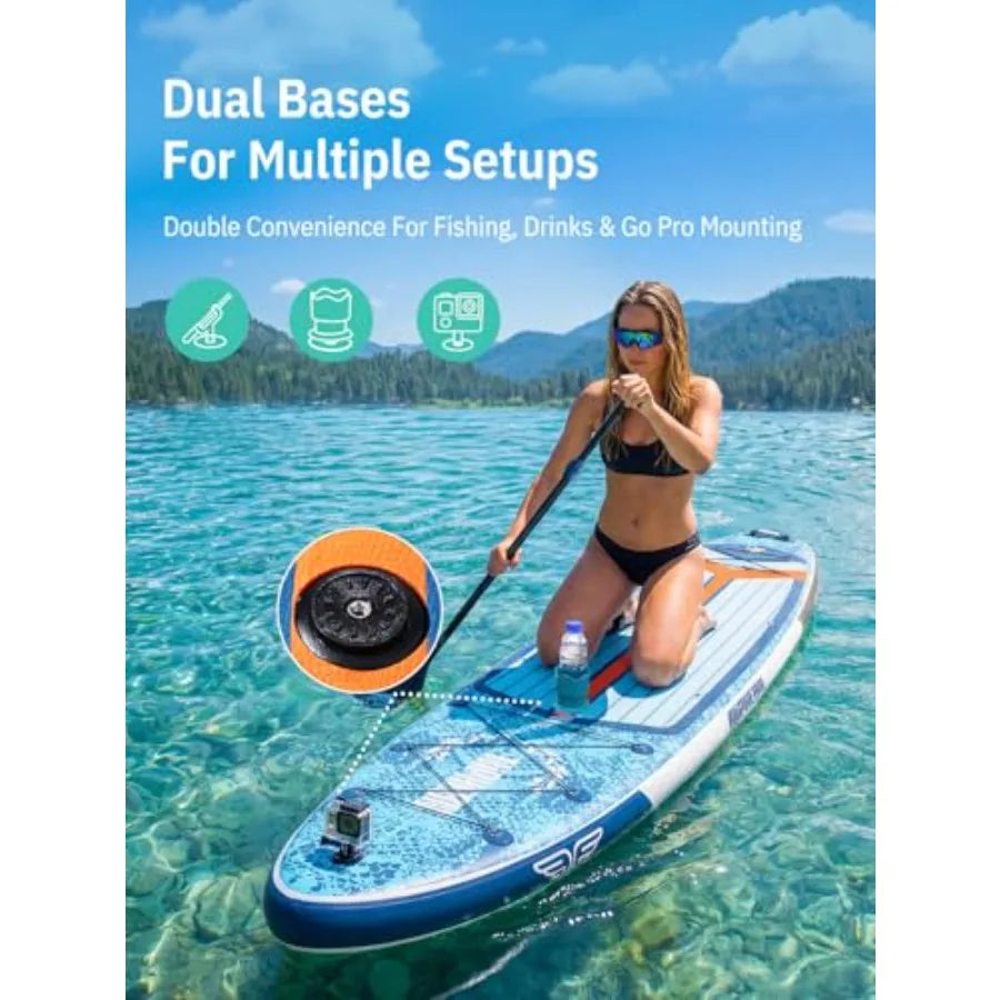 Extra Large Inflatable Paddle Board SUP for Family Use PVC Material Blue/Gray 500lbs Capacity with StabilTrac Fin Non-Slip Deck