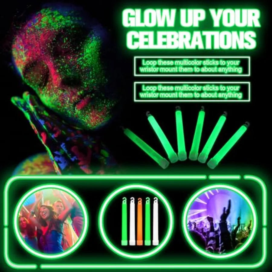 Sotiff Pcs Bright 6 Inch Large Glow Sticks Bulk Emergency Glow in The Dark Sticks with 12 Hour Duration for Camping Hiking Outd