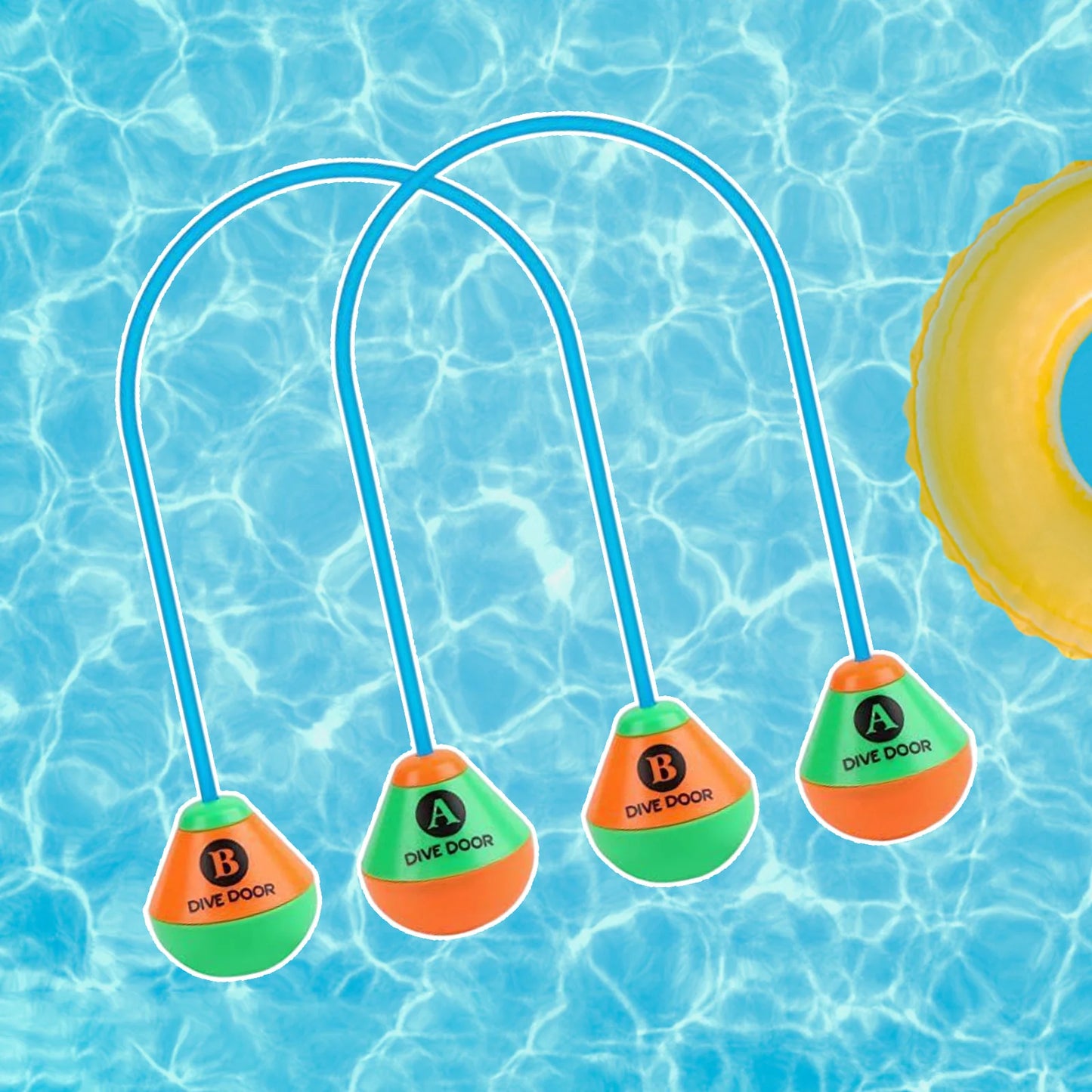 2pcs/set Through Door Diving Ring Adults Kids Underwater Swimming  Diving Training Crossing Rope Door for Outdoor Pool Games