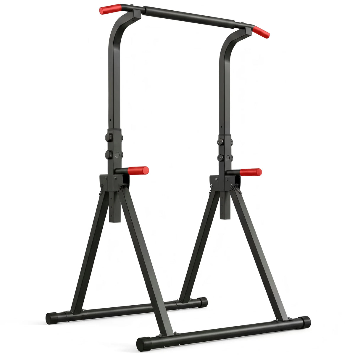 Foldable Power Tower Pull Up Bar, Multi-Function Dip Station with 6-Level Adjustable Height, 440lbs Max Capacity Home Gym Strength Training Equipment