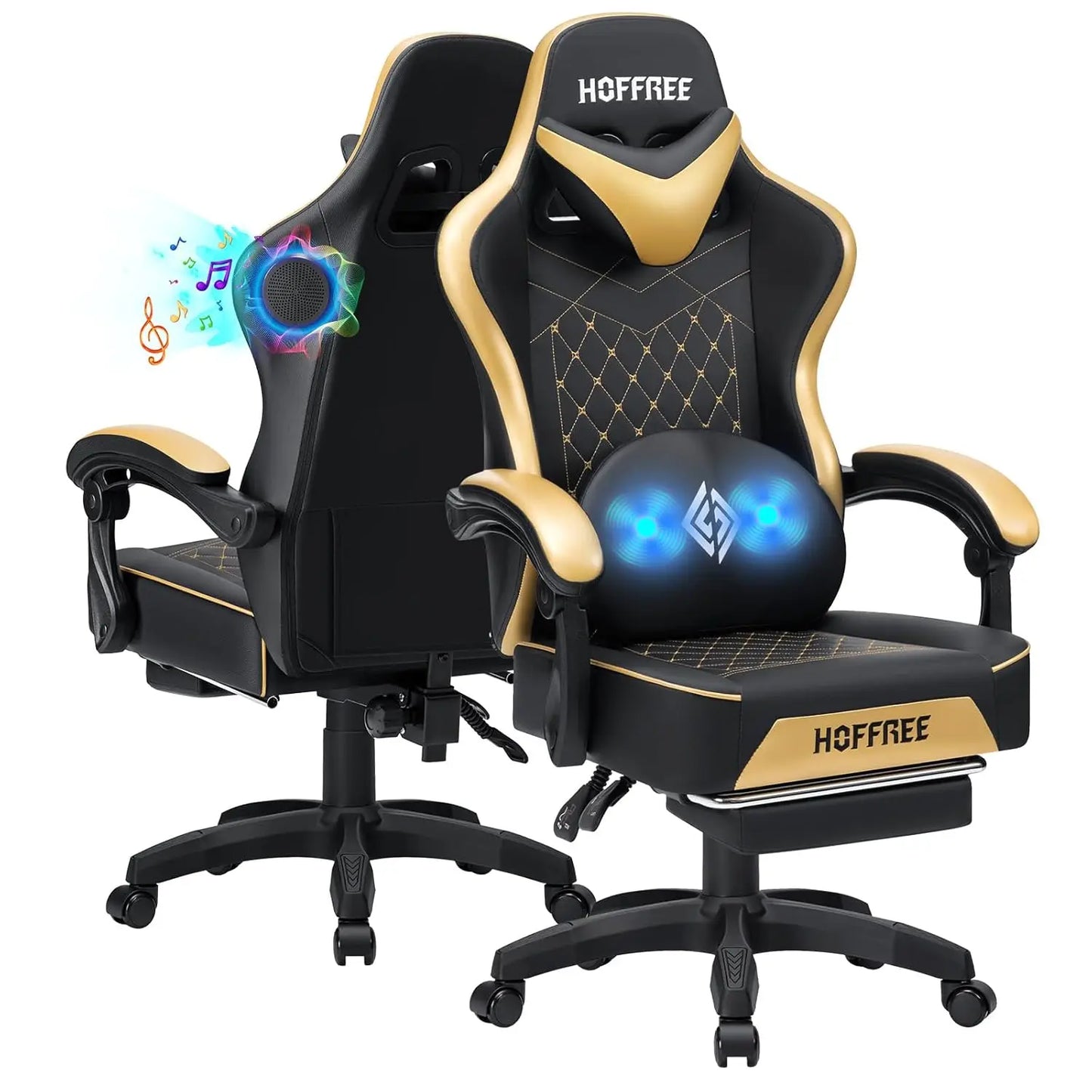 Gaming Chair Computer Chair with Speakers Massage Game Chairs with Footrest Bluetooth High Back Ergonomic Computer, Customized