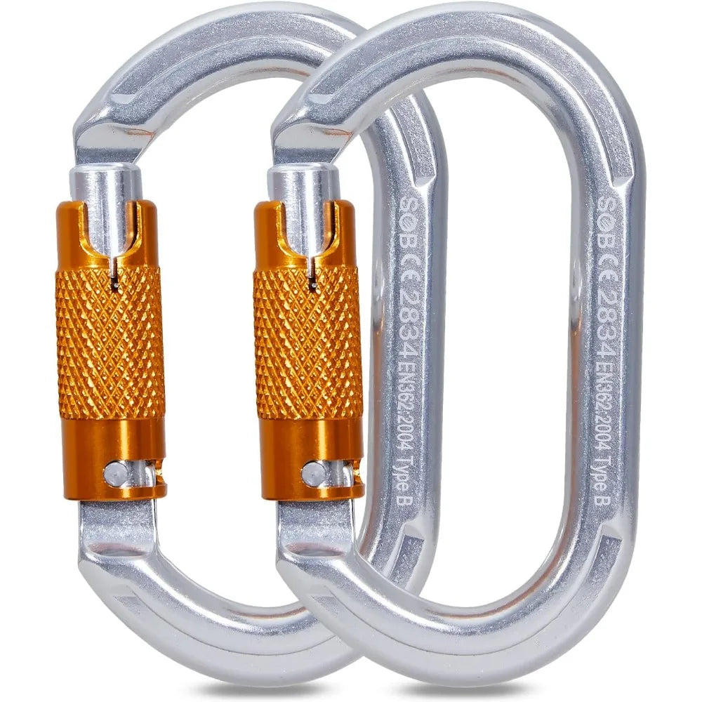 SOB Auto Locking Climbing Carabiner Clips,Heavy Duty Asymmetrical Carabiner Connector Used for Rappelling Gear Rescue Outdoor