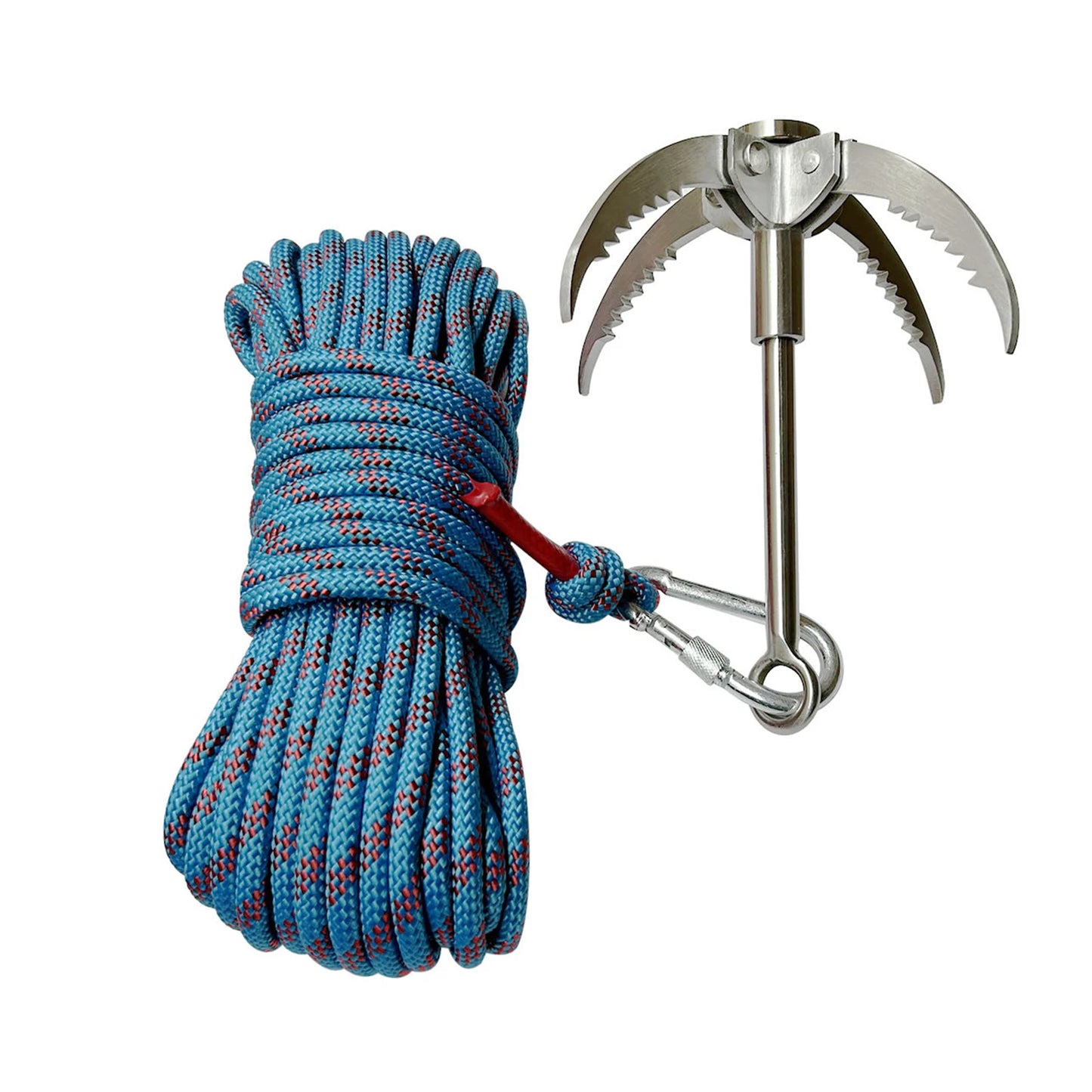 Outdoor Grappling Hook Anti-Slip Survival Rock Climbing Hook 20M Stainless Steel Flying Tiger Claw for Outdoor Hiking