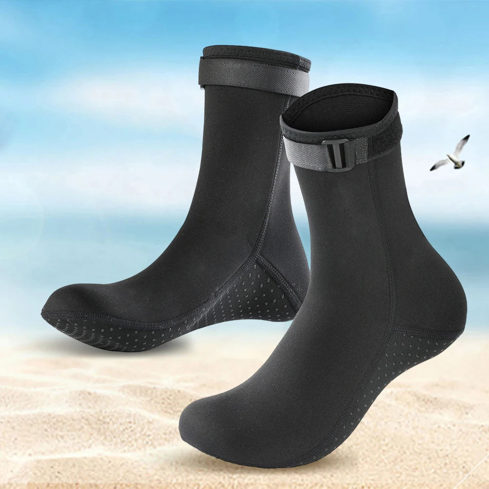 3mm Wetsuit Short Socks Winter Warm Unisex Diving Surfing Boots Anti Slip Neoprene Wearable Portable Lightweight for Water Sport