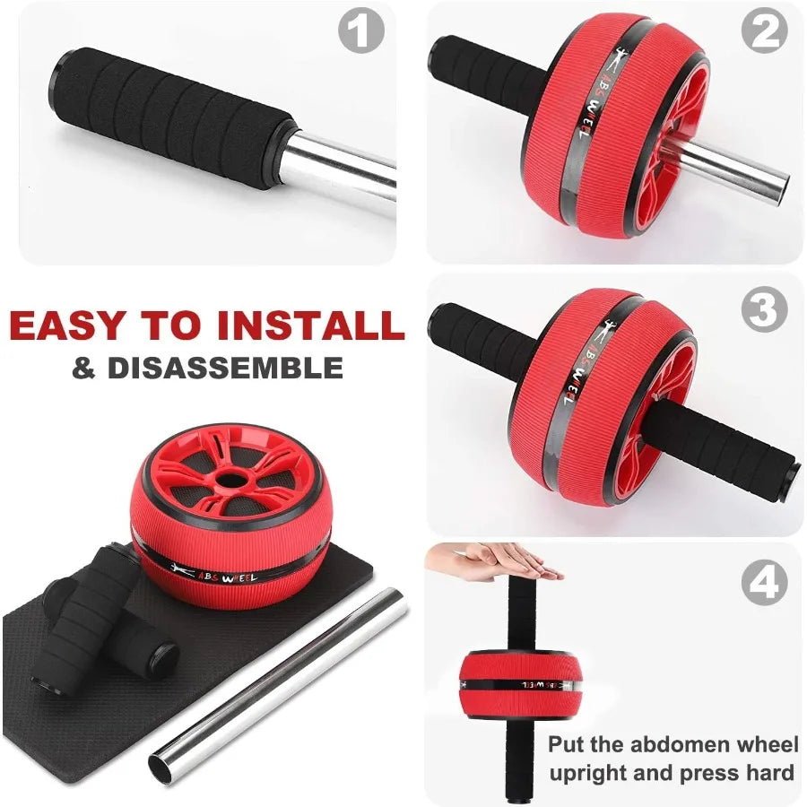 Ab Roller Wheel for Abdominal Core Strength Training Home Gym Fitness Equipment with Wider Design and Knee Pad Accessories Blac