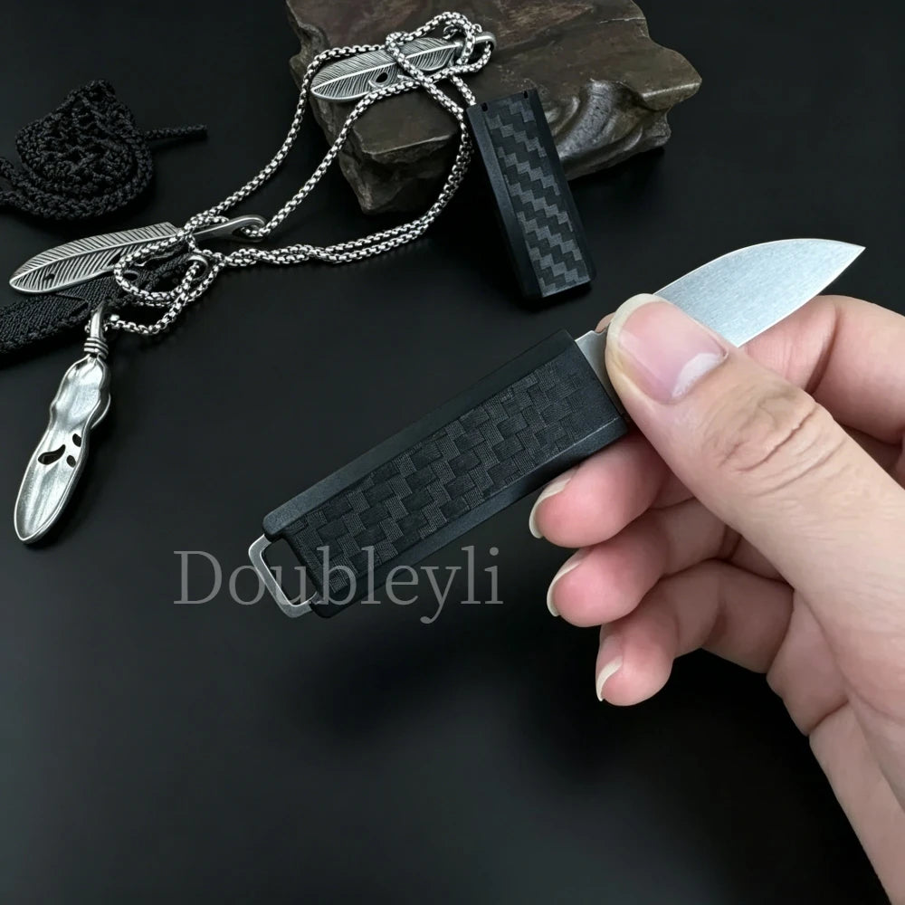 Lightweight Compact 2425 Straight Knife Outdoor Knife EDC Cutting Knife Package Opening Knife Camping Fishing Knife with K Sheath Nylon Fiber Handle