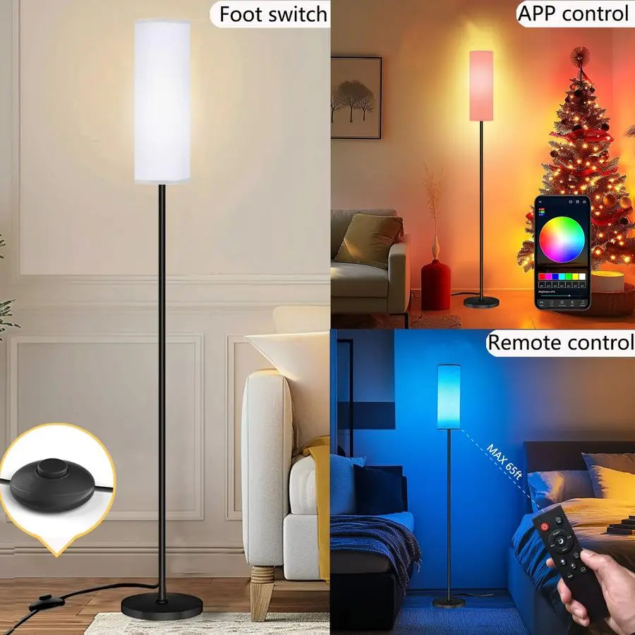 LED Floor Lamp with APP Control amp RGB Colors Dimmable Standing Lamp for Living Room, Bedroom, Gaming Remote, Timer, 9W Bulb In