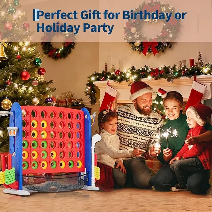 Giant Connect 4 Game Outdoor Includes Connect Game, Golf, Basketball, Ring Toss, Adjustable Height, Mesh Board, Carry Bag Indoor/Outdoor Fun for Kids & Adults