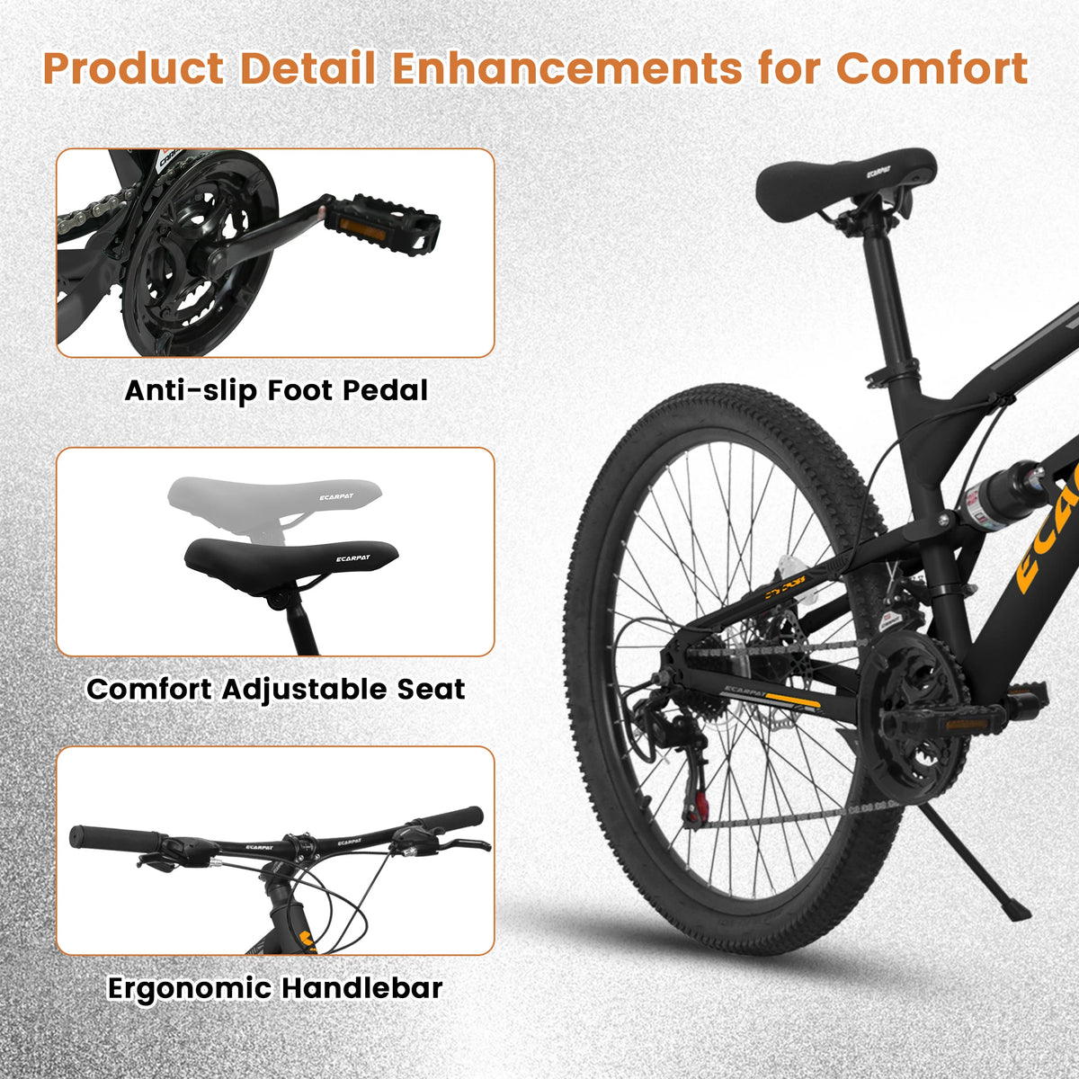 24/26 Inch Mountain Bike Full Suspension, 21 Speed Mountain Bicycle with Steel Frame and Double Disc Brakes, MTB Bike for Kids, Teenagers Adult Men Women