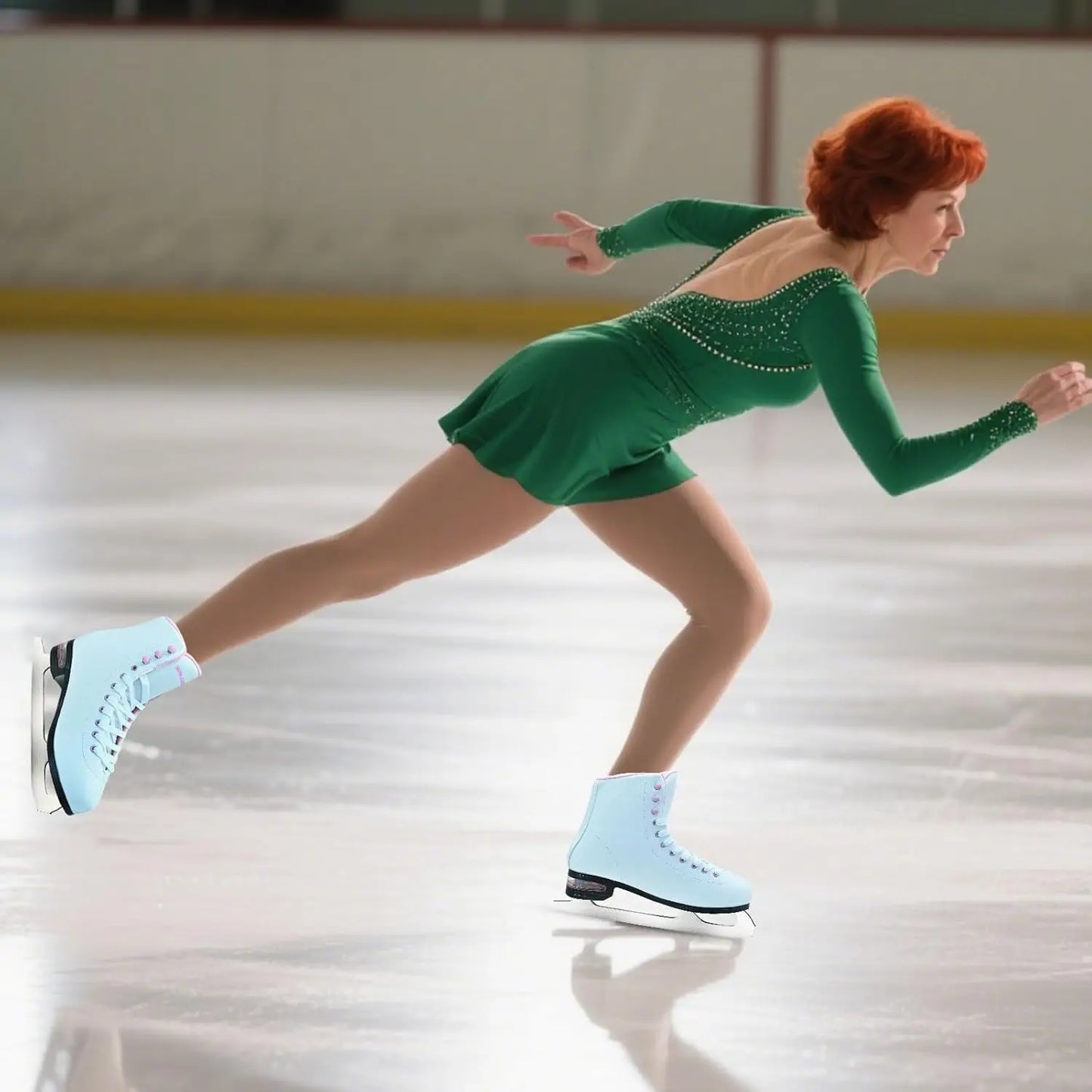 Women's Figure Ice Skates with Air Cushion, White Classic Design for Indoor & Outdoor Use, Sizes 5-10.5