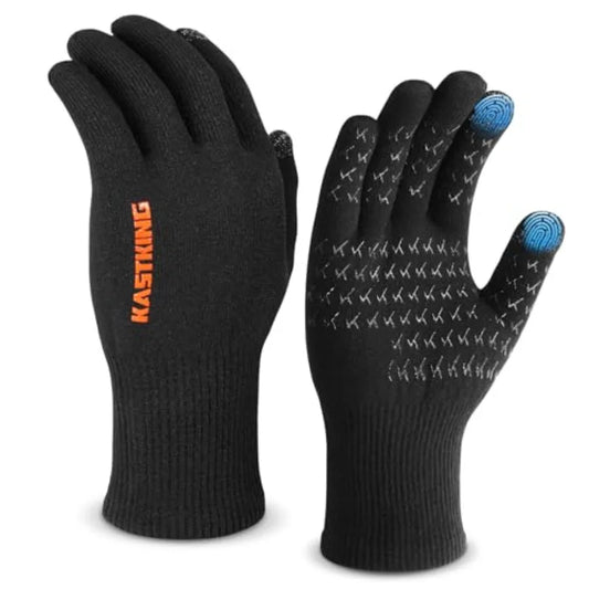 HydroFlex Waterproof Fishing Gloves Touchscreen Compatible Non-Slip Palm 4-Way Stretch Extended Cuff for Winter and Ice Fishing