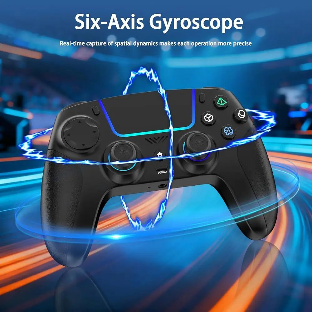 Wireless Controller for PS5, Android, iOS, and Steam Deck - LED, Hall Effect, Dual Vibration, 3.5mm Jack, 1500mAh Battery