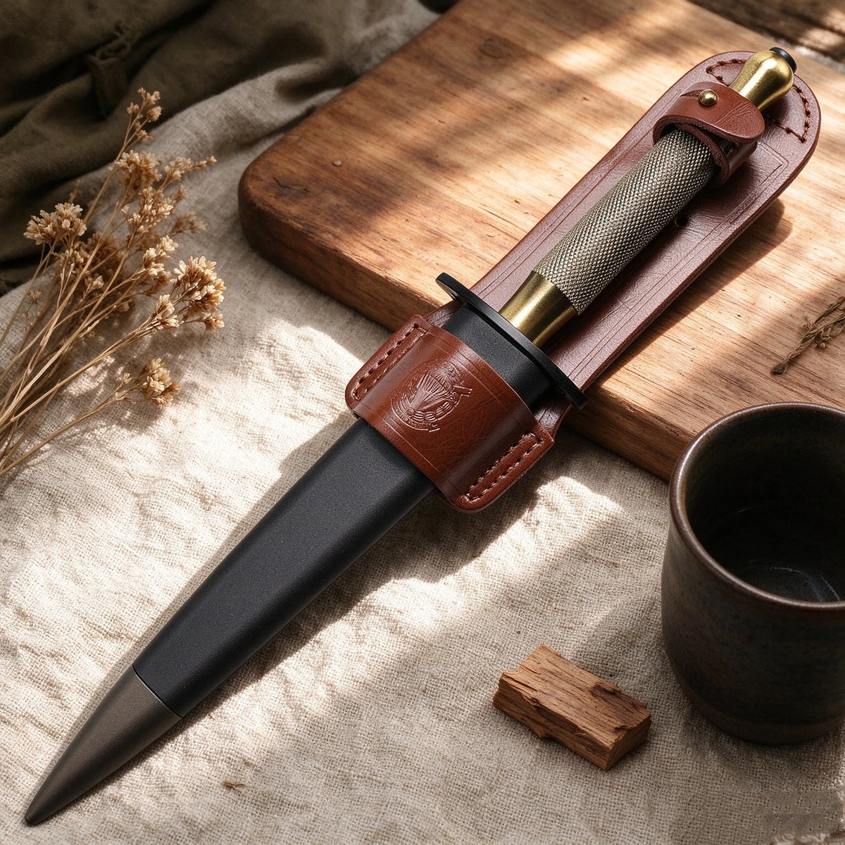 Herring Commemorative Collectible Small Straight Knife with Brass Handle N690 Steel Outdoor Camping Fixed Blade Knife