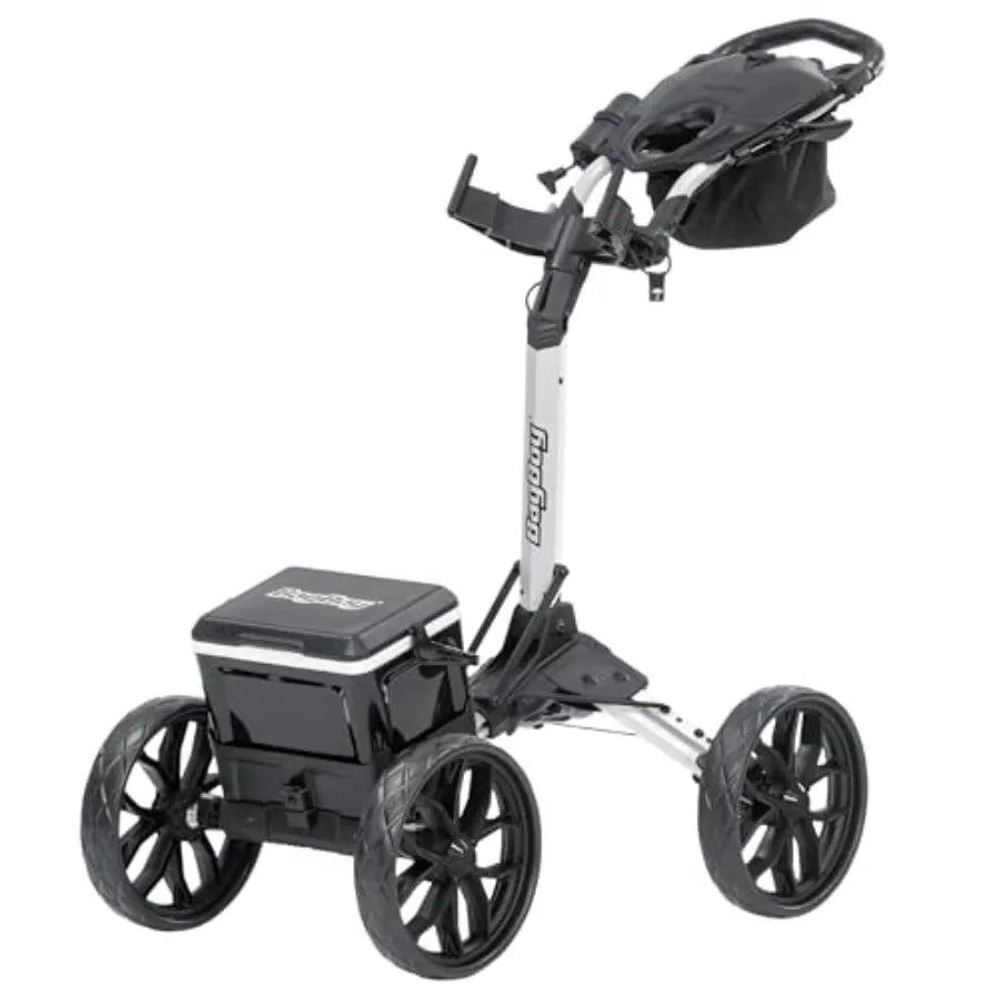 Bag Boy Disc Golf Quad Cart Pro White Black Durable Polycarbonate Frame with Smooth-Rolling Wheels for Easy Course Transport