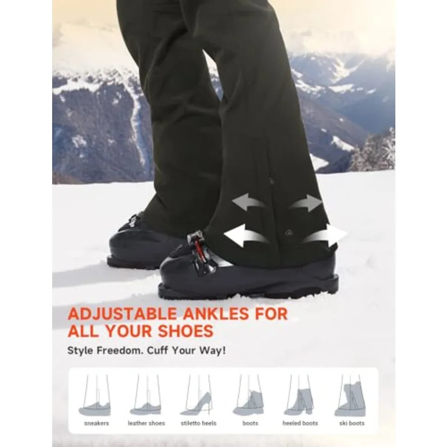 Moosehill Women's-Snow-Ski-Pants-Fleece-Lined-Waterproof-Thermal Insulated Warm for Snowboard Winter Hiking