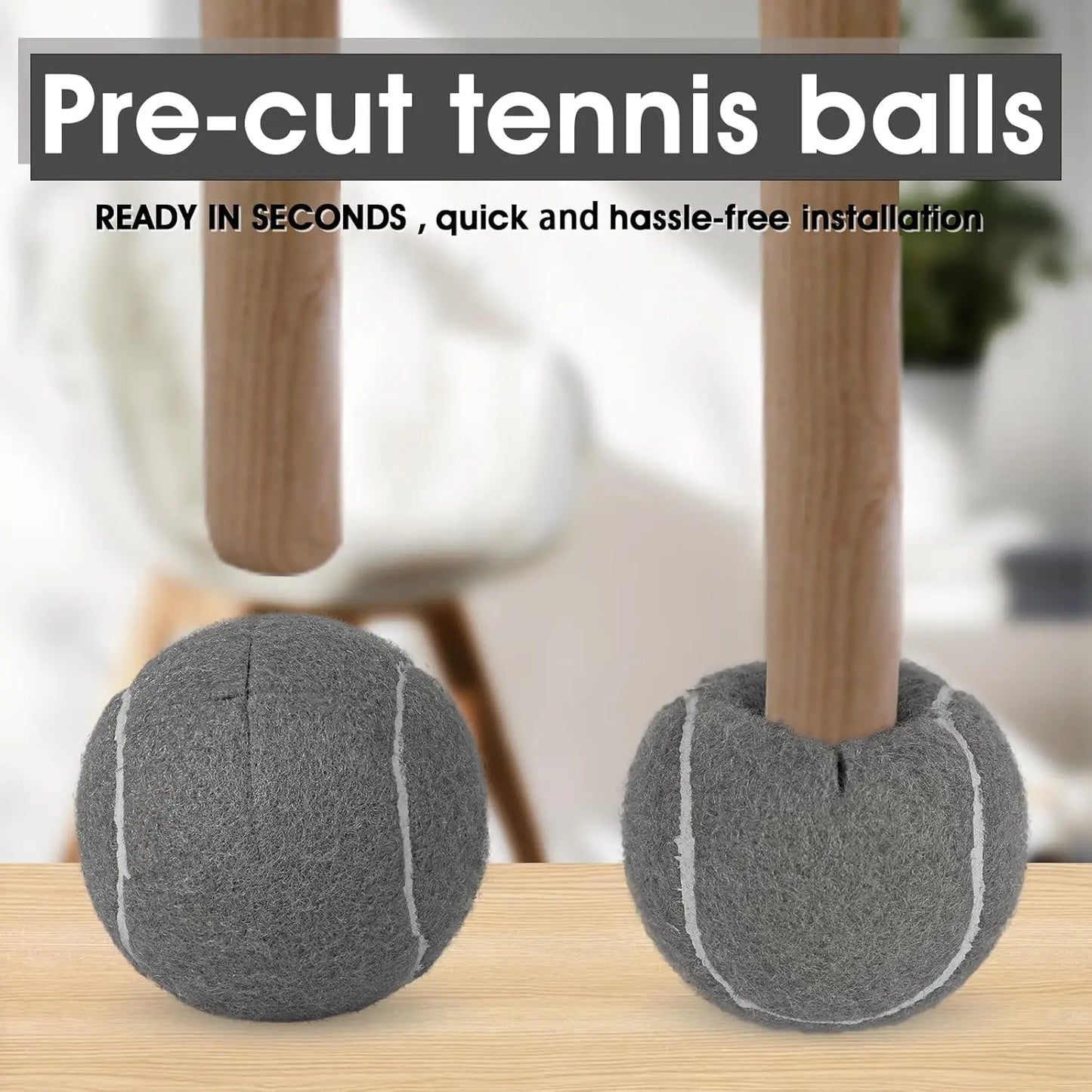 4 Pack Pre-Cut Tennis Balls for Walkers – Heavy Duty Glide Balls with Felt Pads, Floor Protection and Furniture Legs