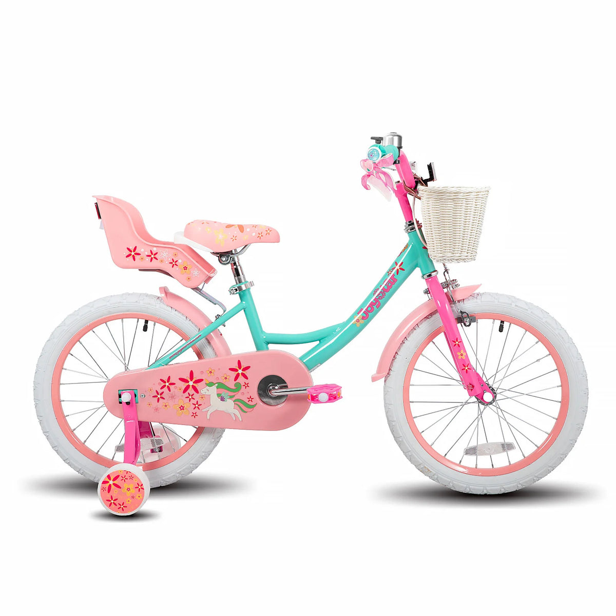 JOYSTAR Unicorn Girls Bike for Kids Ages 2-9,Kids Bike with Training Wheels, Streamers, Basket and Doll Seat