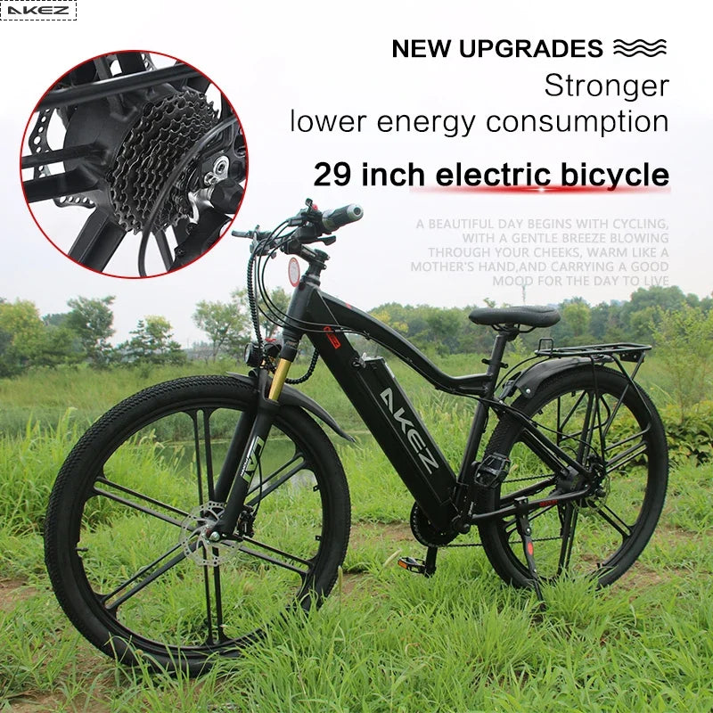 US Warehouse | AKEZ 29" Electric Commuter Bike, 48V 500W Motor, 13Ah Battery, Off-Road Capable, New 2025 Design