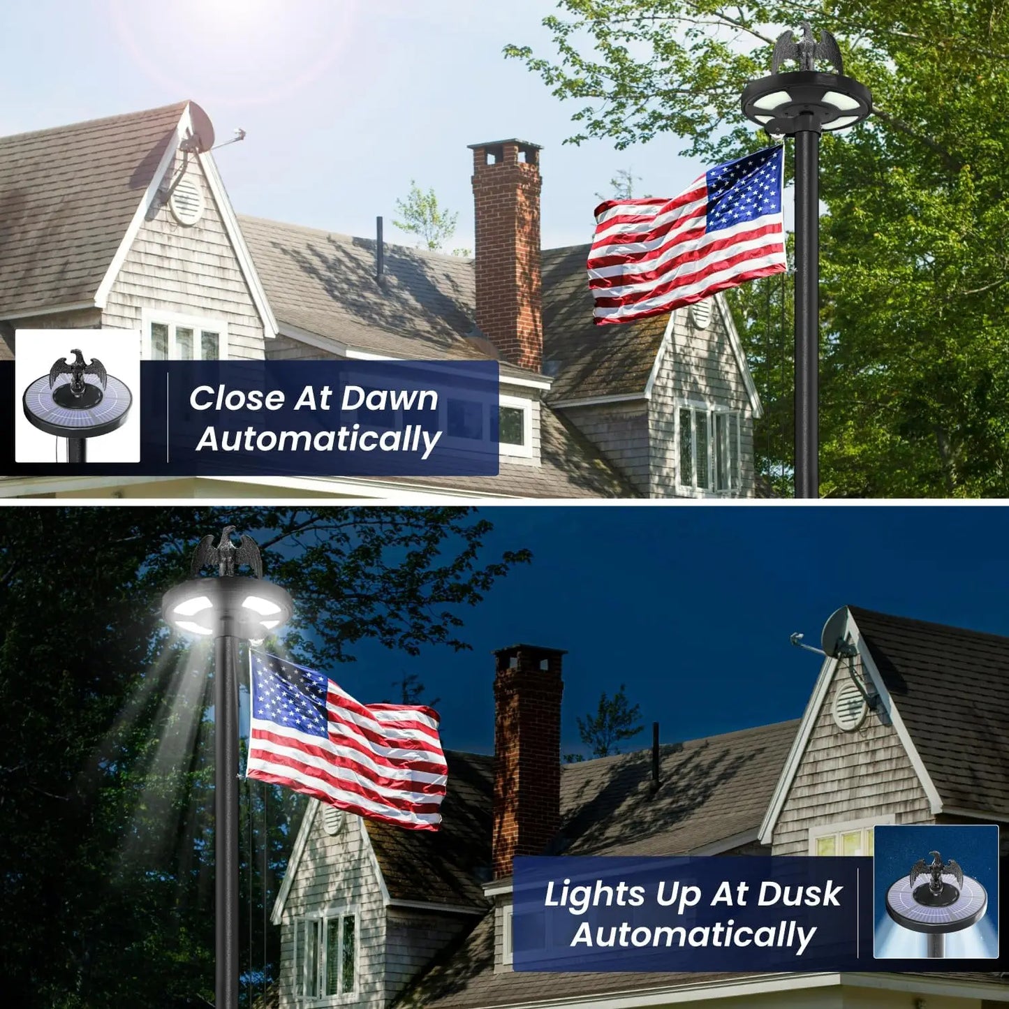 25 FT Heavy Duty Flag Pole with Solar LED Light, Aluminum Flagpole for Outdoor Residential Commercial Use