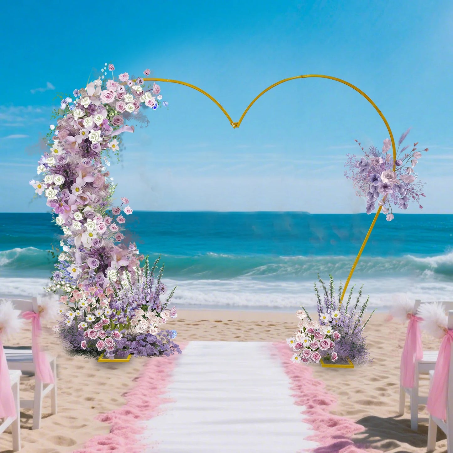 2.65x2.35m Large Balloon Arch Stand Heart Shape Wedding Arches Metal Flower Arch Backdrop Stand for Wedding Ceremony Birthday
