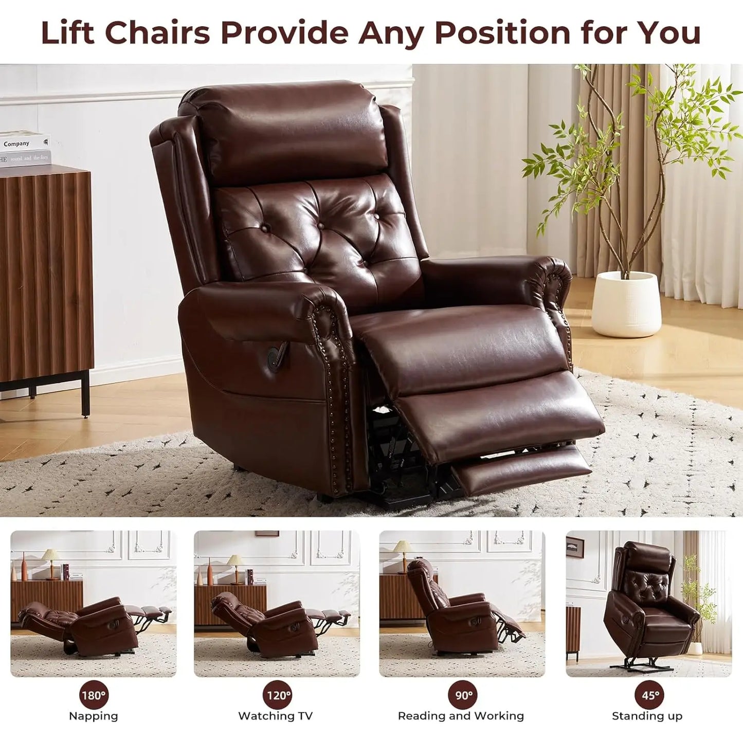 Power Lift Recliner Chair for Elderly with Adjustable Headrest,Electric Lift Chair with Massage and Heat, Lay Flat, Customized