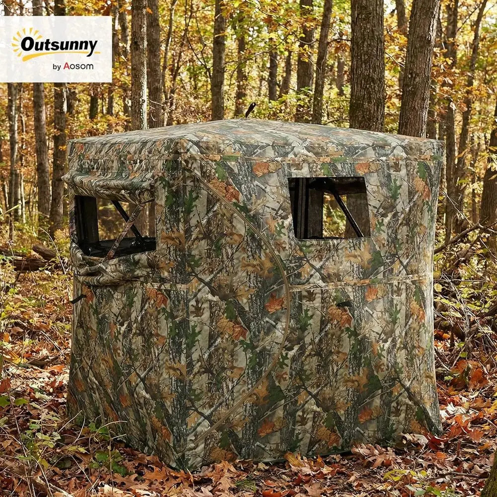 2-Person See-Through Hunting Blind with 270° Panoramic View, Waterproof & Windproof, Camouflage for Deer Hunting
