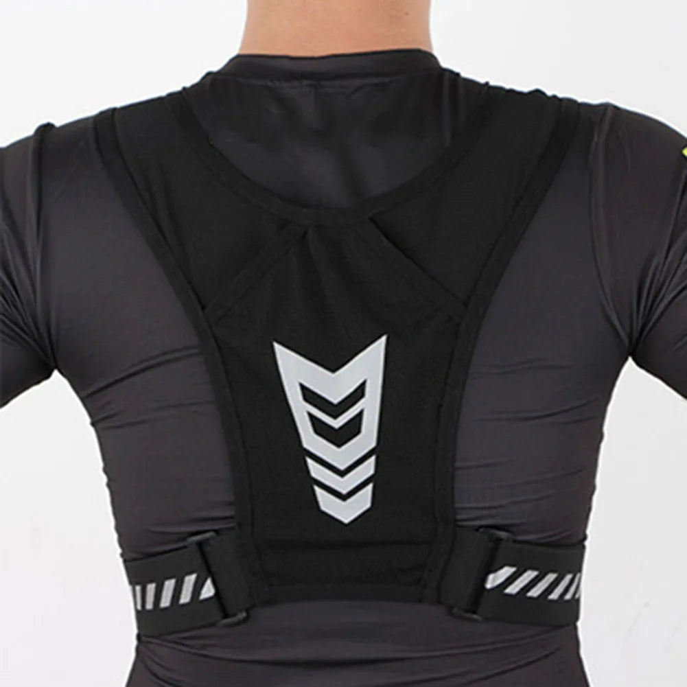 Running Phone Holder Vest Reflective Cycling Vest Unisex Breathable Mesh Running Chest Bag Adjustable Buckle for Men Women