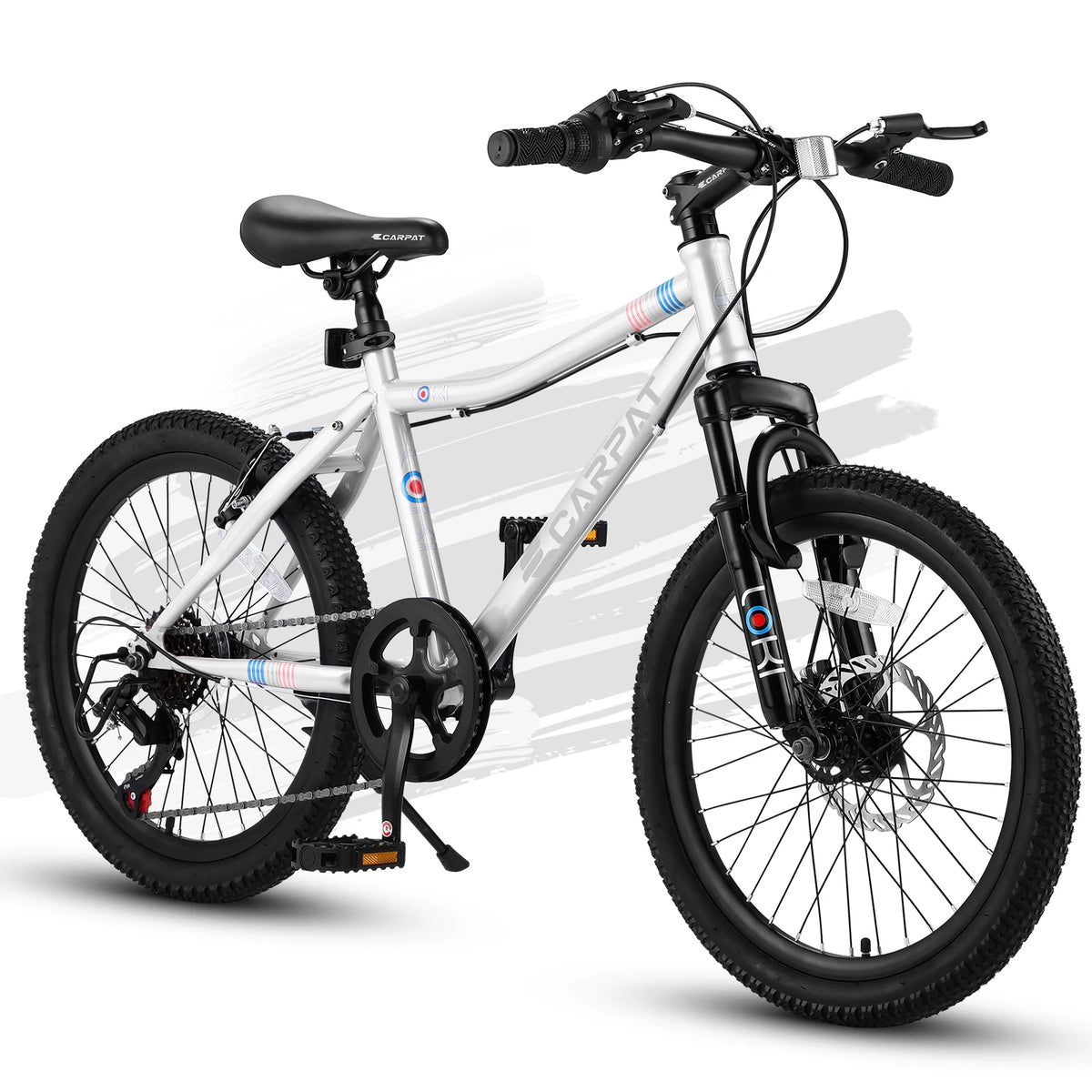 20 Inch Kids' Mountain Bike Ages 5-10, 7-Speed Children's Day Gifts Bicycles for Boys Girls Present, Outdoor Cycling City Bikes