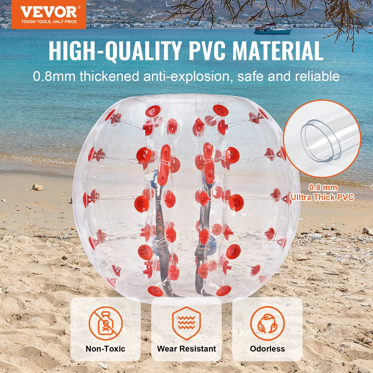 SucceBuy 4FT/1.2M Inflatable Bumper Ball Body Sumo Zorb Balls for Teen & Adult 0.8mm PVC Bubble Balls Bumper Bopper Toys