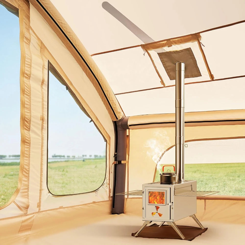 Inflatable Camping Tent with Hand Pump, Easy Setup Waterproof Oxford 4 Season Air Tent for 4/6/8/10/12 Person Glamping