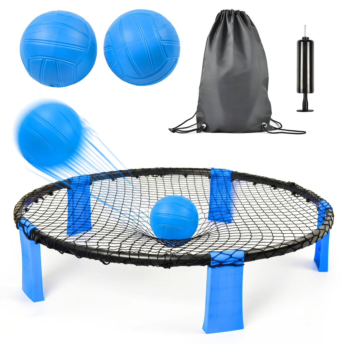 Portable Beach Ball Game with 2 Balls Outdoor Roundnet Game Set Sturdy Playing Net & Carry Bag, Classic Family Entertainment Game for Beach, Backyard, Lawn, Park, Camping and Gathering