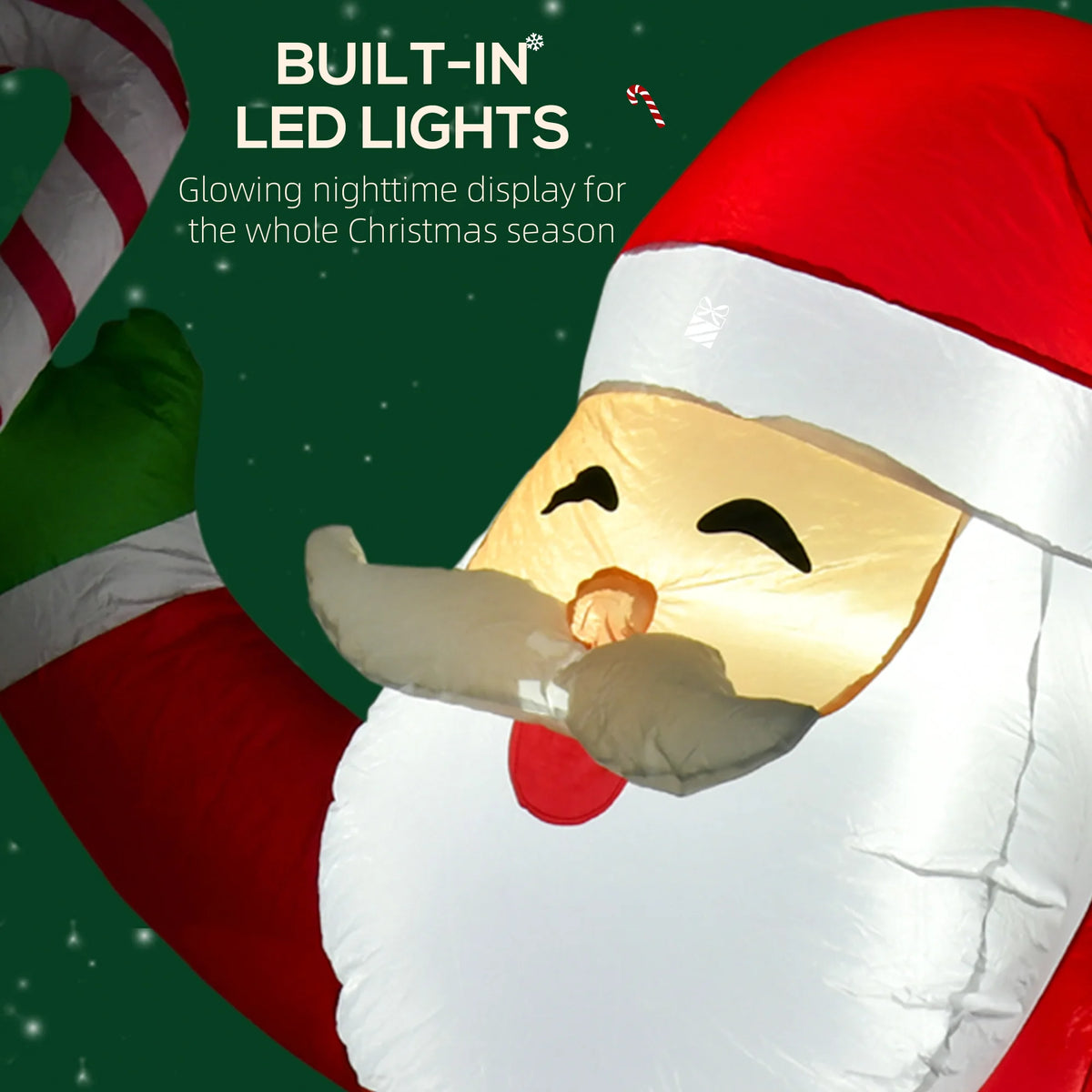 8' Christmas Inflatable Santa Claus with Candy Decor Outdoor Light Up LED