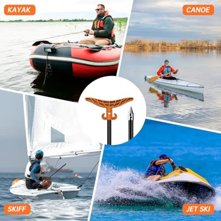 8.63'/12.3' Shallow Water Anchor Pole with T-Handle High Strength Fiberglass Reinforced Polyamide66 Mud Anchor Pole for Boat Fi