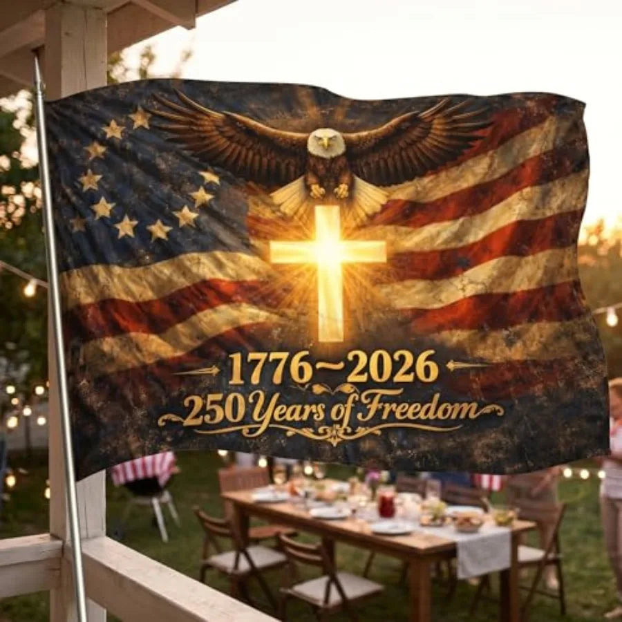 250th Anniversary American Flag Outdoor, Heavy Duty 100D Polyester, Double Sided Fade Resistant with Brass Grommets 1776-2026