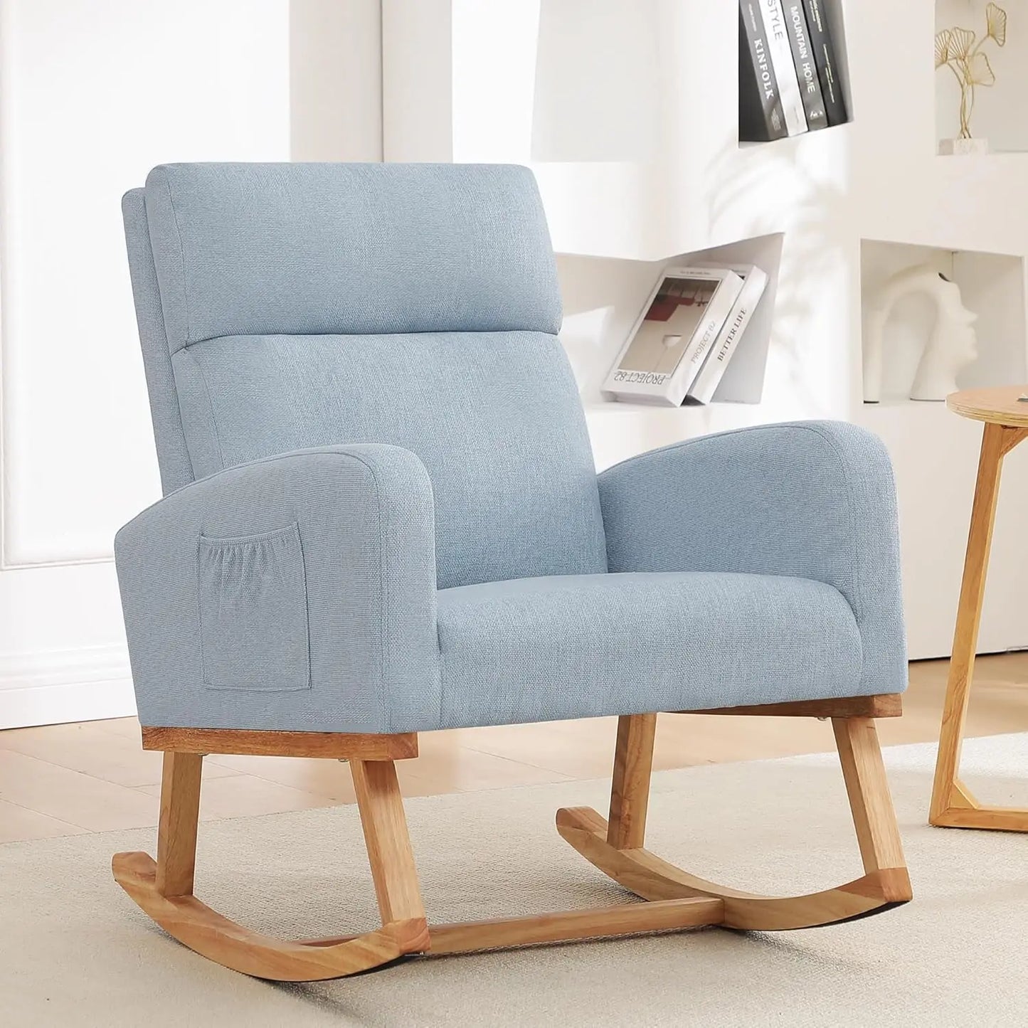 Rocking Chair Nursery, Sherpa Nursing Rocking Armchair for Mom Nursery Morden Rocker Chair with High Backrest, Customized
