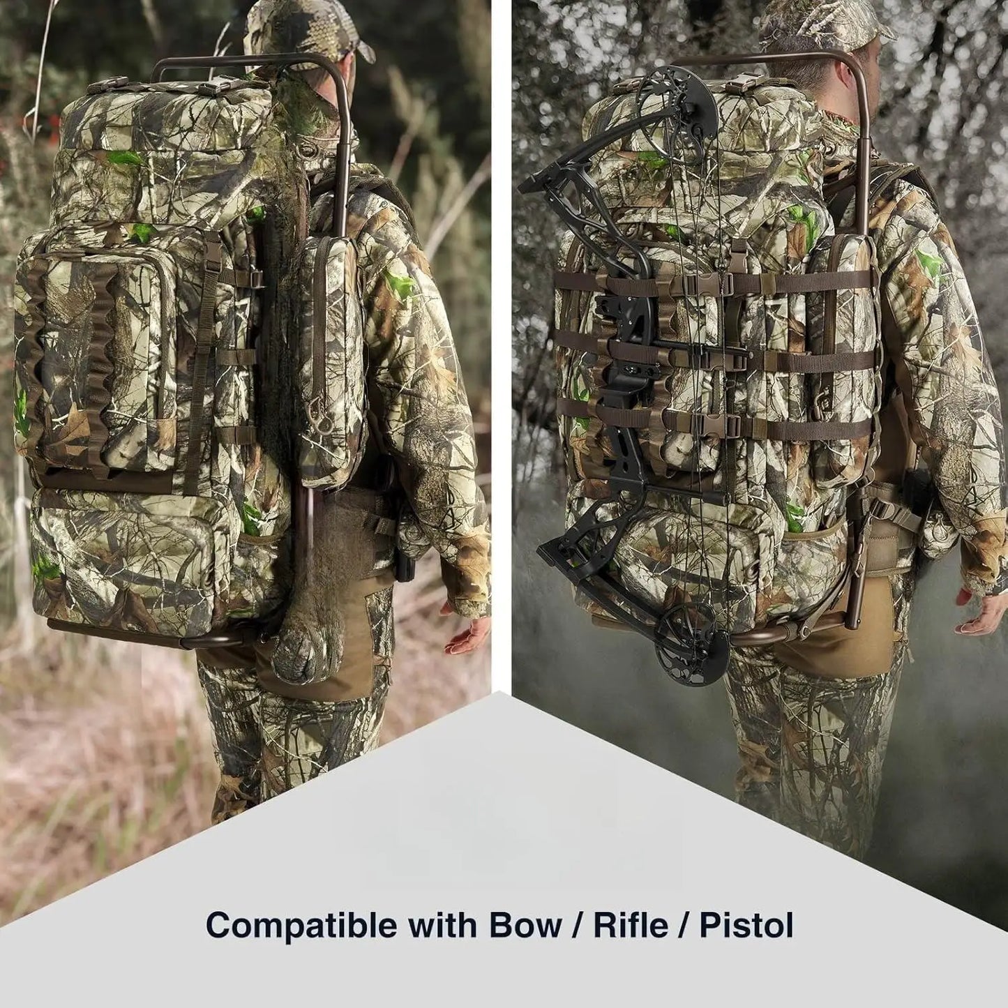 Hunting Backpack 5500cu with Frame and Rain Cover for Bow/Rifle/Pistol