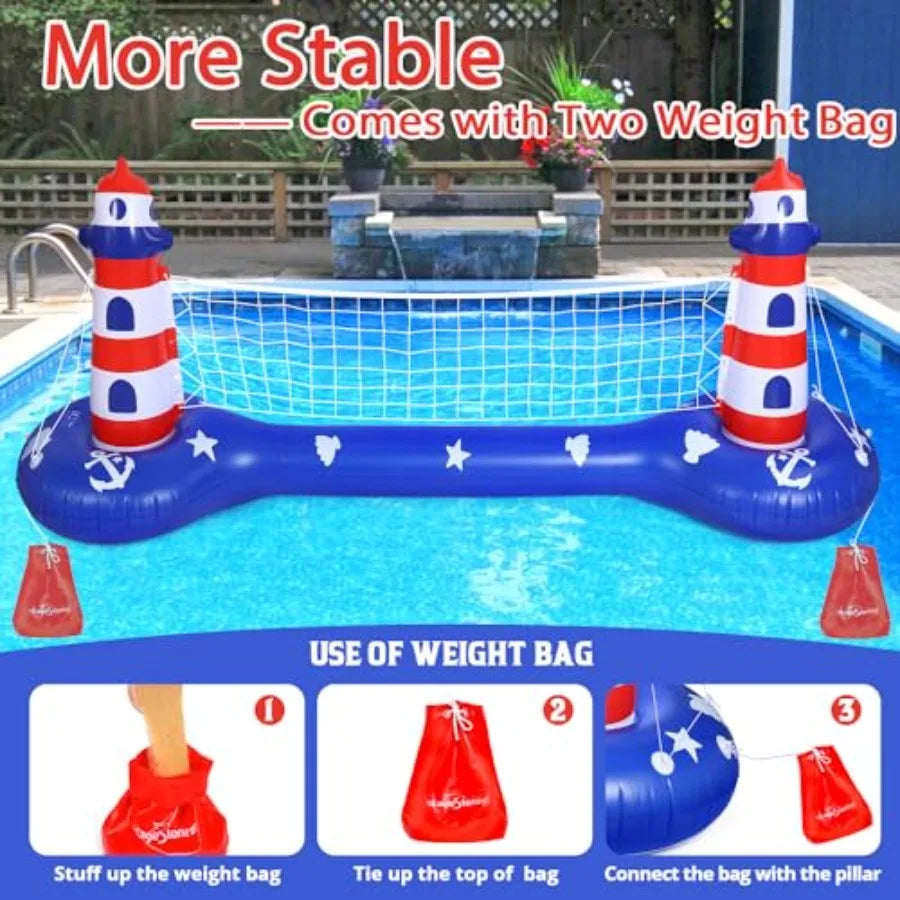 Pool Volleyball Net andBasketball Hoop Inflatable Pool Floats Toys Swimming Water Games for Adults and 8-12 Teens Volleyball Co