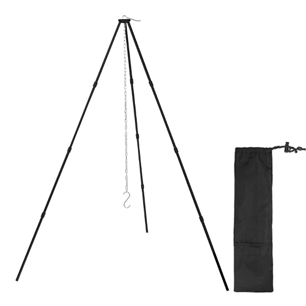 Camping Bonfire Tripod Portable Aluminum Alloy Cooking Pot Frame Tool Stainless Steel Chain Detachable Stand Camping Accessories