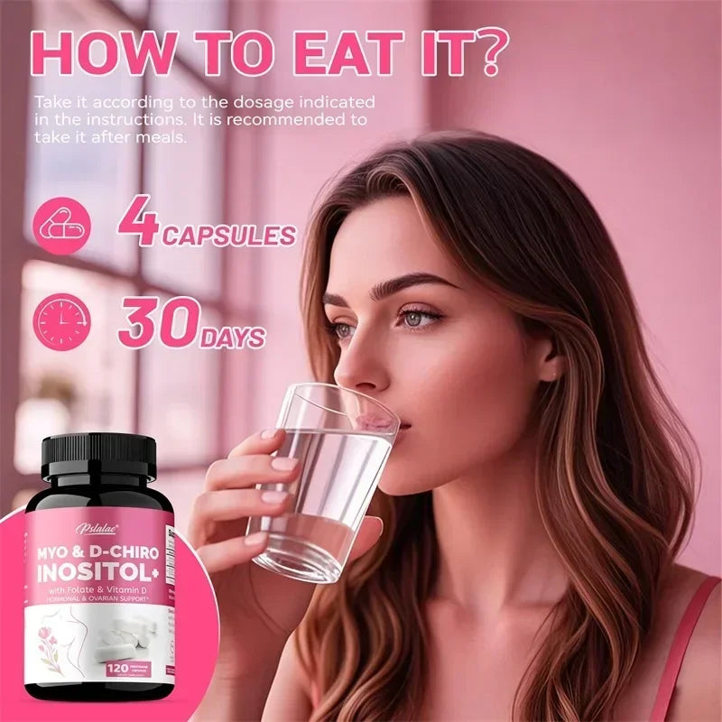 MYO & D-CHIROINOSITOL - Supports Hormone Balance, Healthy Cycles, Female Ovarian Health, and Boosts The Immune System - 120pcs