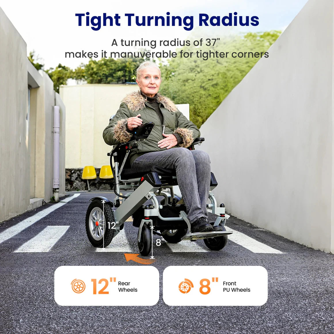 Electric Wheelchairs for Adults, Lightweight Electric Wheelchair Foldable, Folding Power Wheelchair, Handicap Motorized Mobility